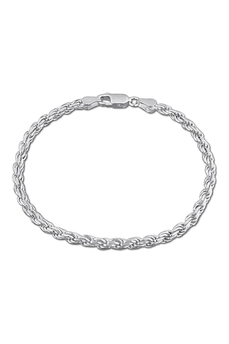 Diamond Cut Rope Chain Bracelet, 3.1mm, Main, color, SILVER