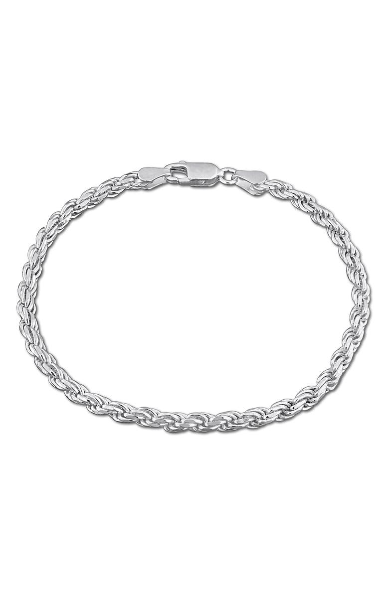 DELMAR Diamond Cut Rope Chain Bracelet, 3.1mm, Main, color, Silver