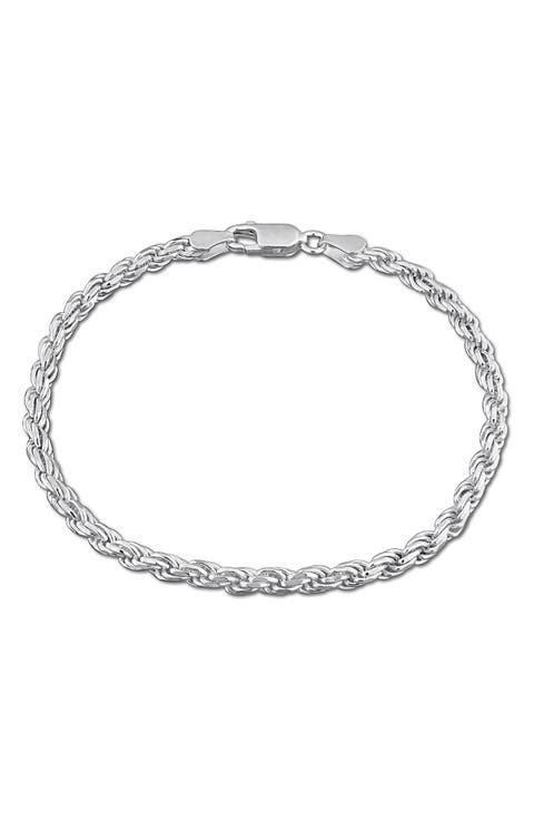 Diamond Cut Rope Chain Bracelet, 3.1mm