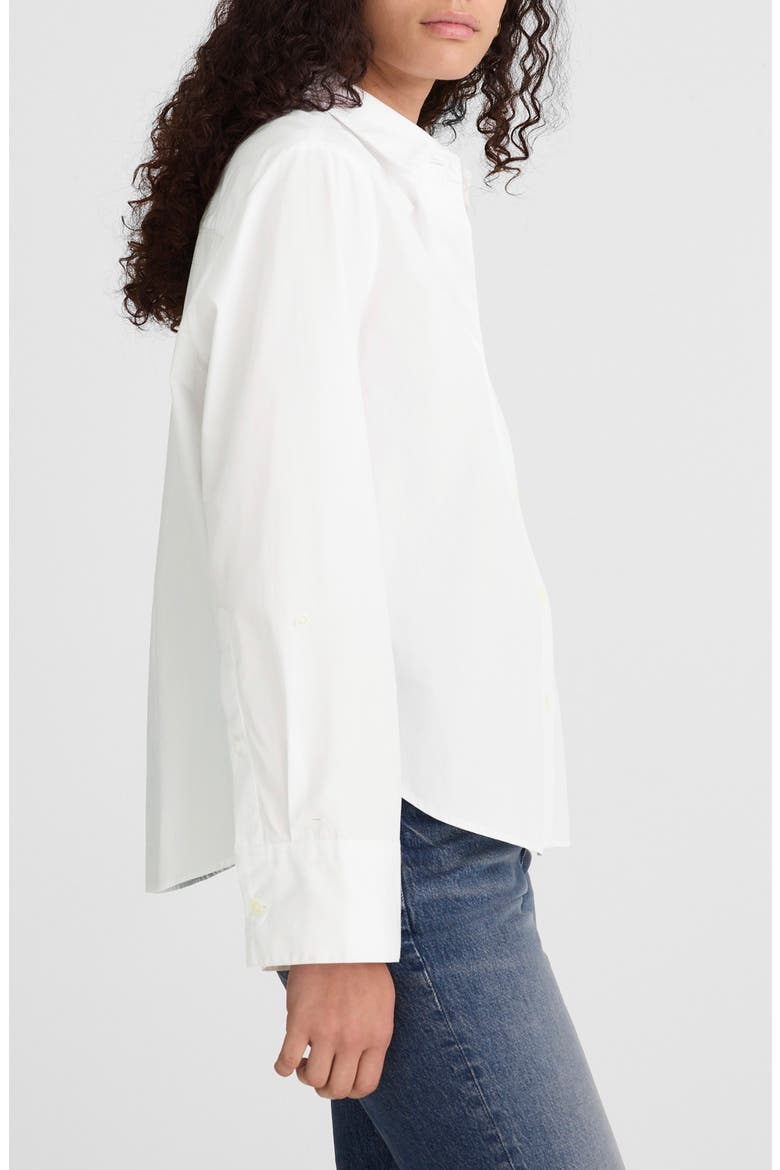 Easy Y-Neck Poplin Button-Up Shirt, Alternate, color, WHITE