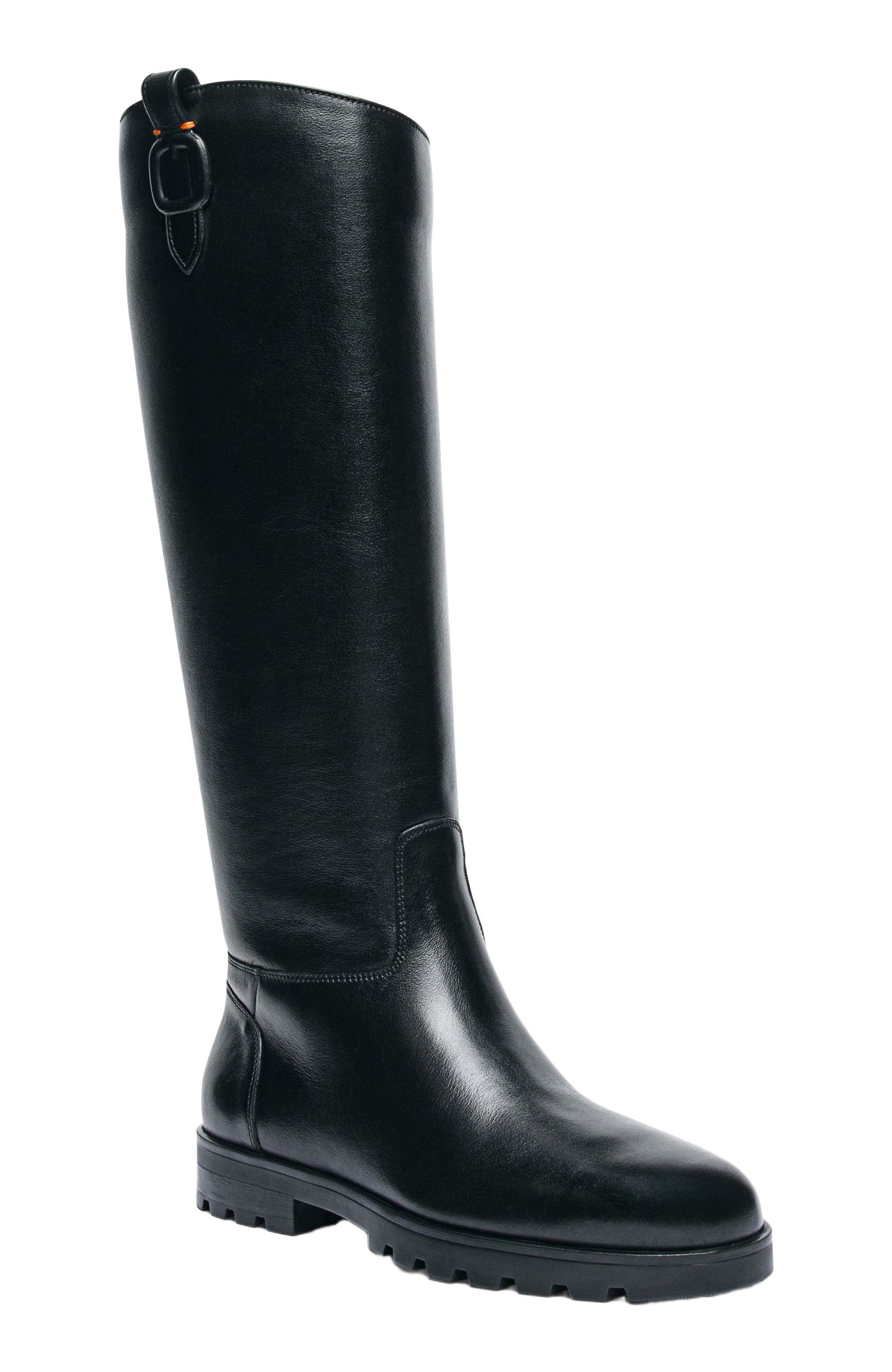 Santoni Women
s leather boot, Alternate, color, Black