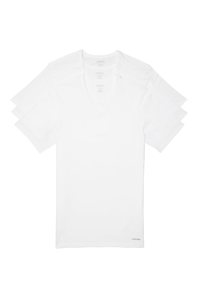 3-Pack Slim Fit Cotton V-Neck T-Shirt, Main, color, WHITE
