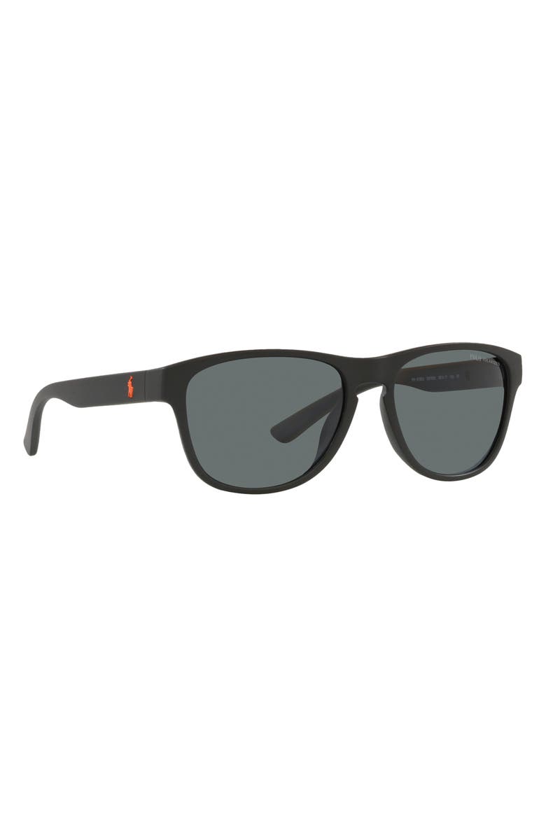 Polo Ralph Lauren 56mm Polarized Pillow Sunglasses, Alternate, color, Matte Black / Polar Dark Grey