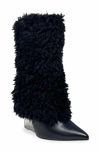 CHASE AND CHLOE Megham Faux Fur Wedge Heel Bootie