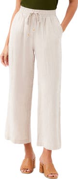 Karen Kane Wide Leg Drawstring Linen Pants