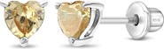 In Season Jewelry Cubic Zirconia Birthstone Heart Solitaire Earrings