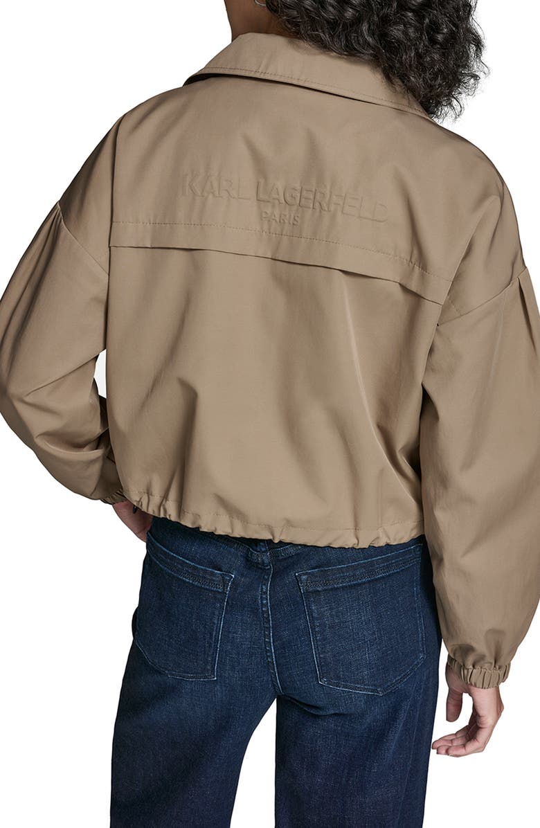 KARL LAGERFELD Water Resistant Crop Cotton Blend Bomber Jacket, Alternate, color, 