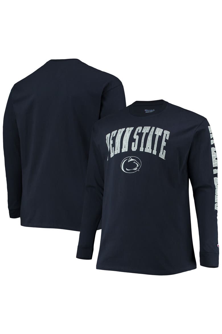 Men's Champion Navy Penn State Nittany Lions Big & Tall 2-Hit Long Sleeve T-Shirt, Main, color, Navy
