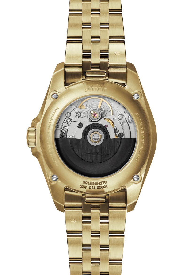 Circadian Monster Mother-of-Pearl & Diamond Automatic Bracelet Watch, 36mm, Alternate, color, WHITE MOTHER OF PEARL