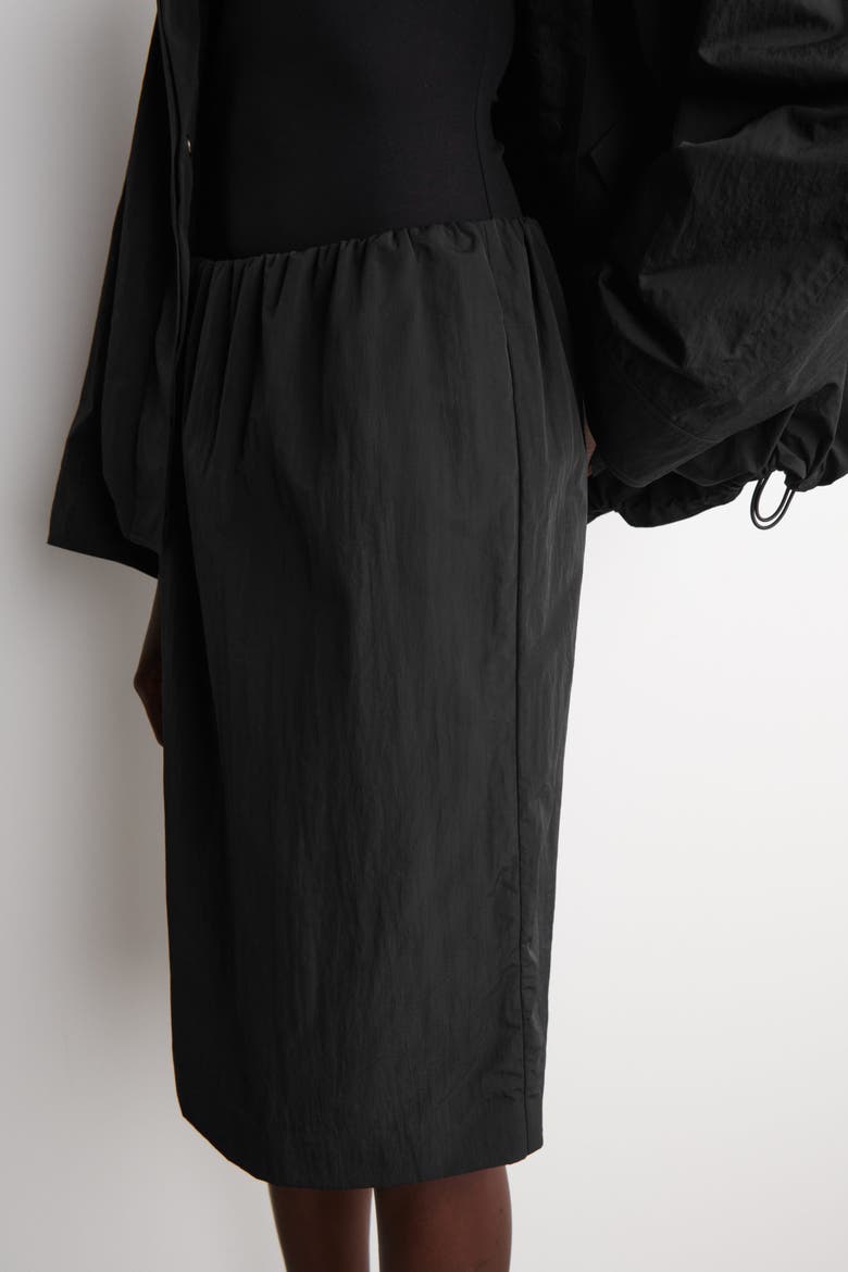 Gathered Pencil Skirt, Alternate, color, BLACK