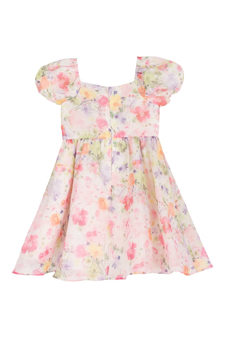 Kids' Printed Puff Sleeve Organza Party Dress, Alternate, color, IVORY