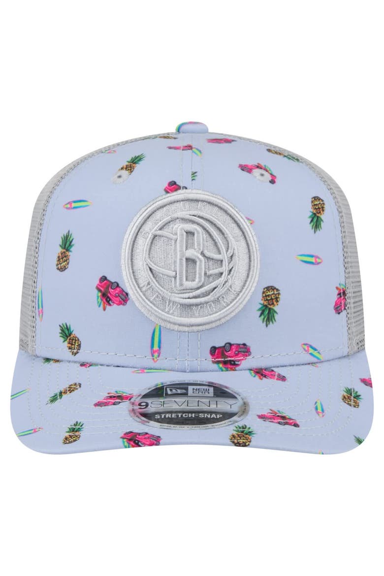 Men's New Era Light Blue/Gray Brooklyn Nets Adventure Aloha Pattern 9SEVENTY Stretch-Snap Hat, Alternate, color, Light Blue