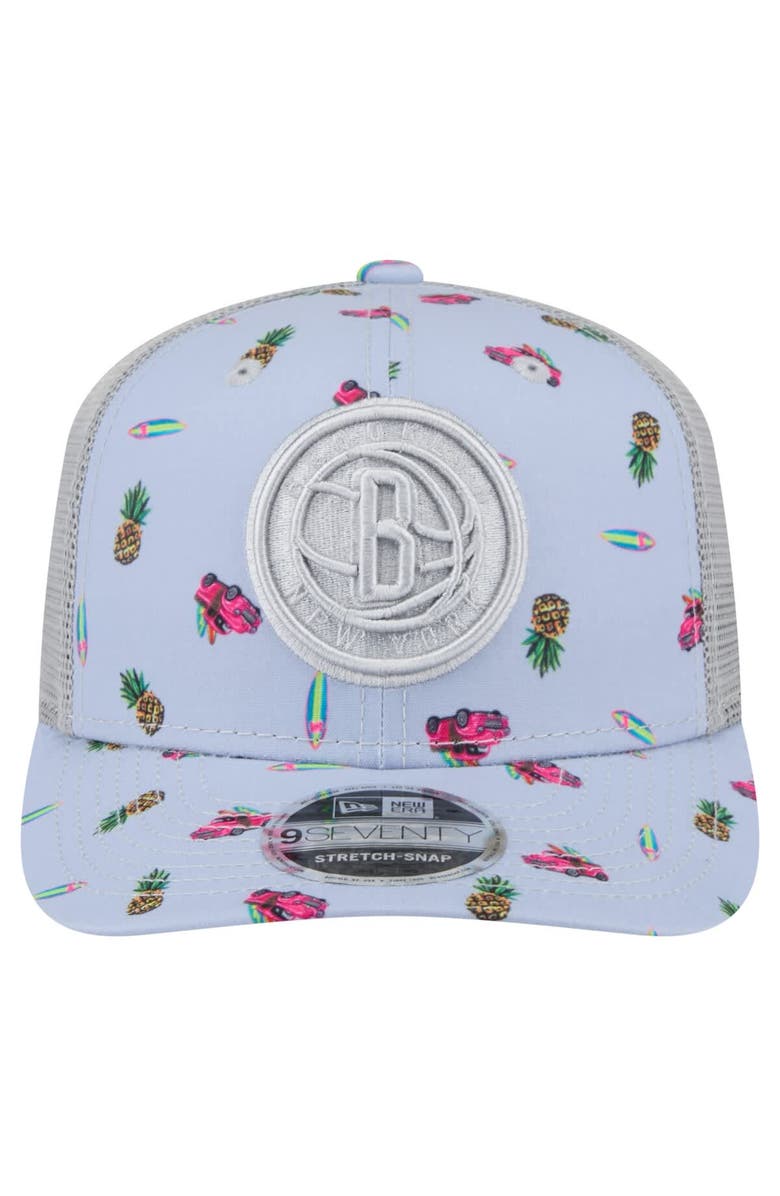 New Era Men's New Era Light Blue/Gray Brooklyn Nets Adventure Aloha Pattern 9SEVENTY Stretch-Snap Hat, Alternate, color, Light Blue
