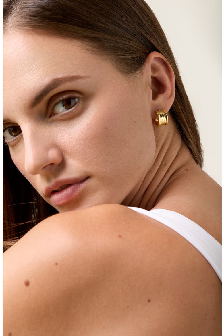 14K Gold Ridged Hoop Earrings, Alternate, color, 14K YELLOW GOLD