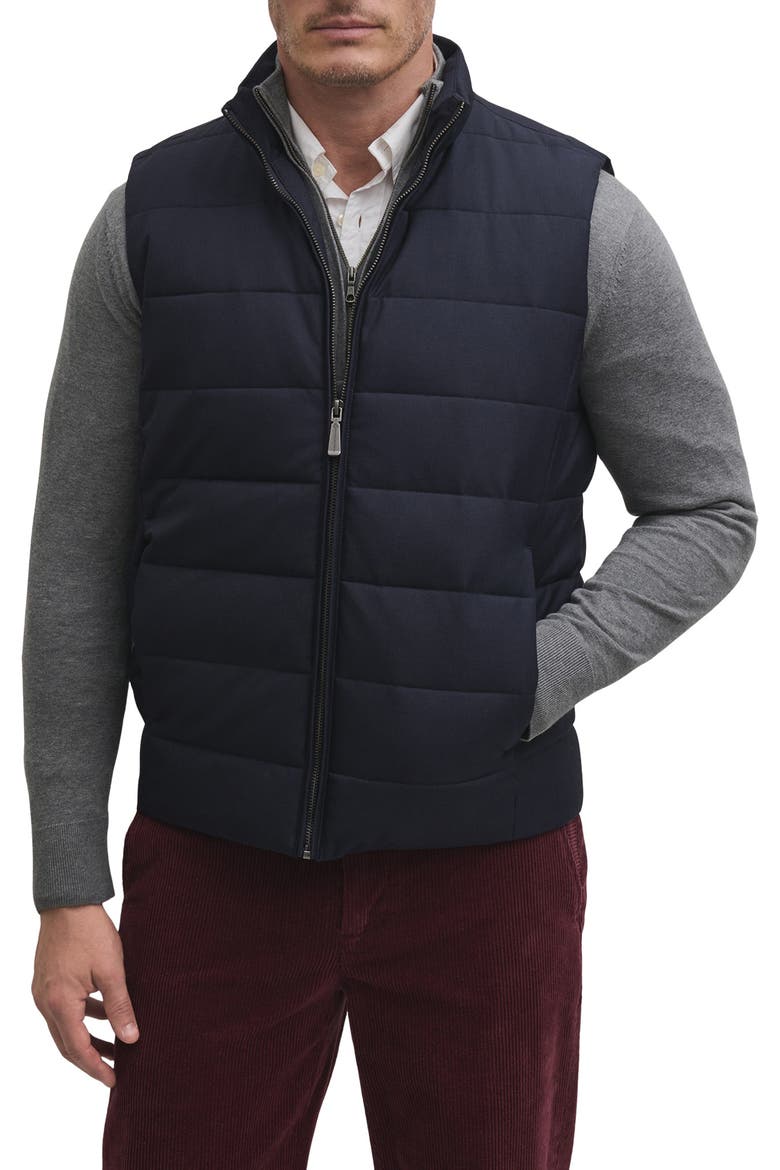 Quilted Stand Collar Vest, Main, color, NAVY MELANGE