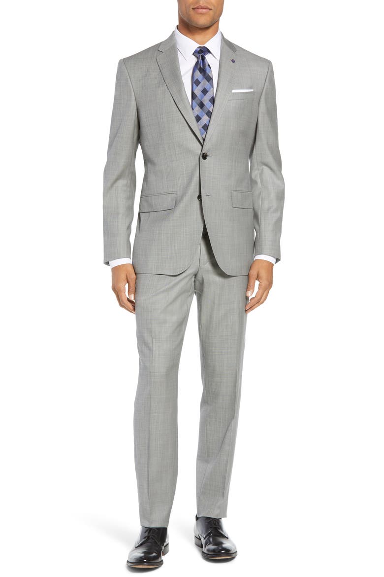 Jay Trim Fit Solid Wool Suit, Main, color, LIGHT GREY