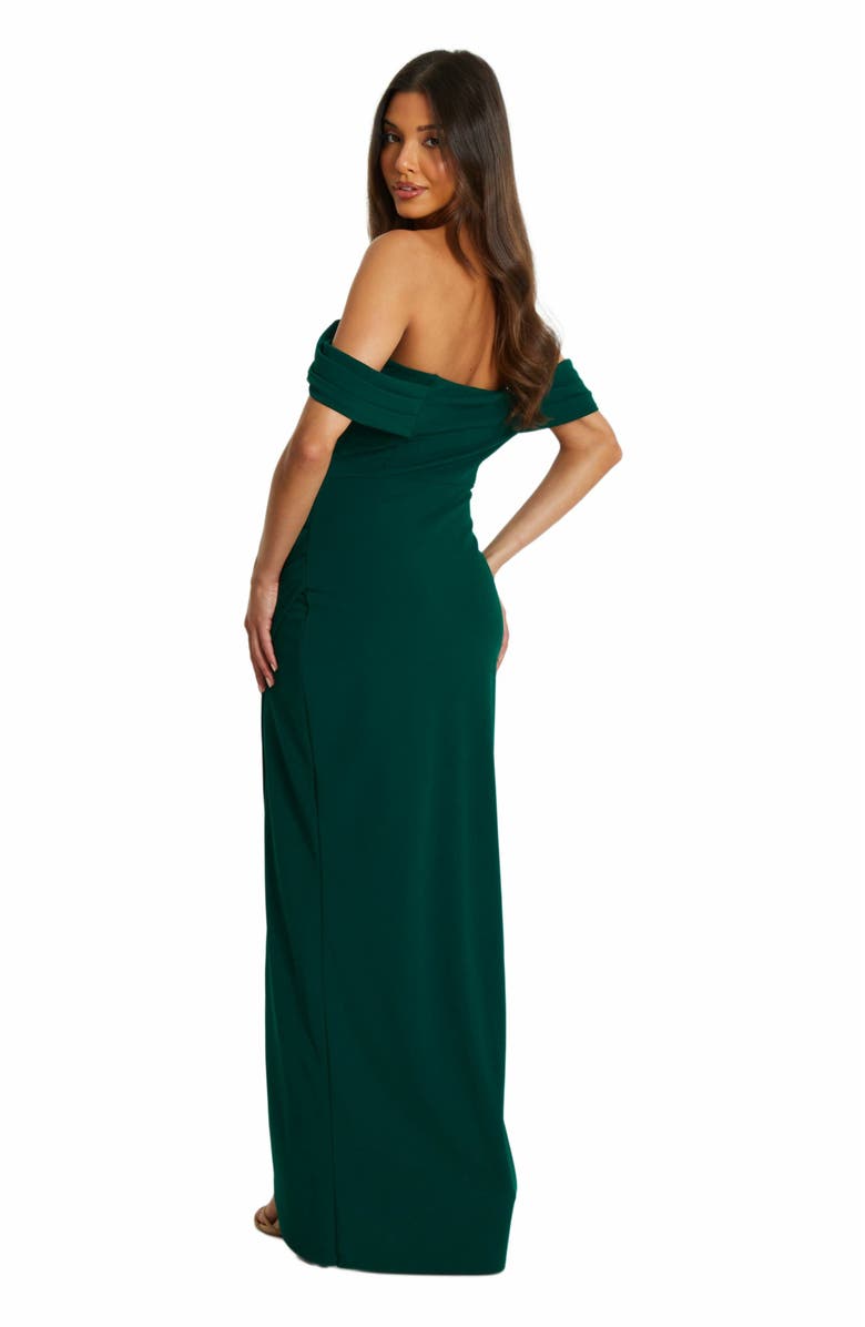 QUIZ Scuba Crepe Bardot Wrap Maxi Dress, Alternate, color, 