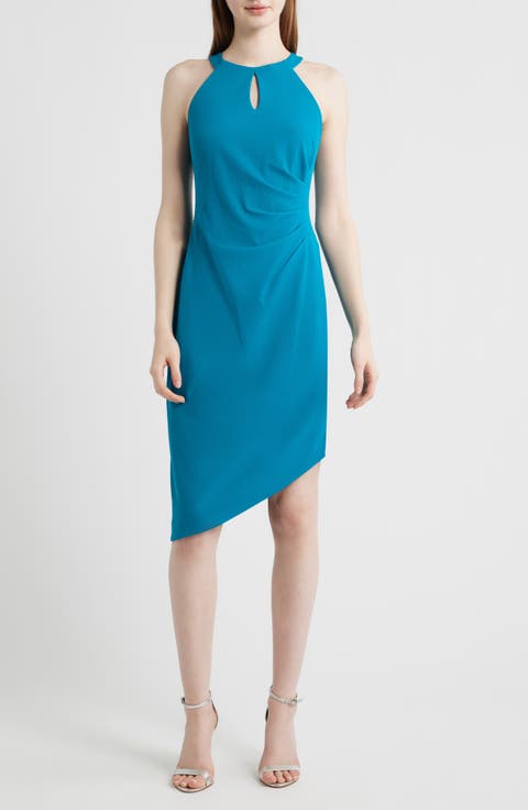 Side Pleat Asymmetric Dress
