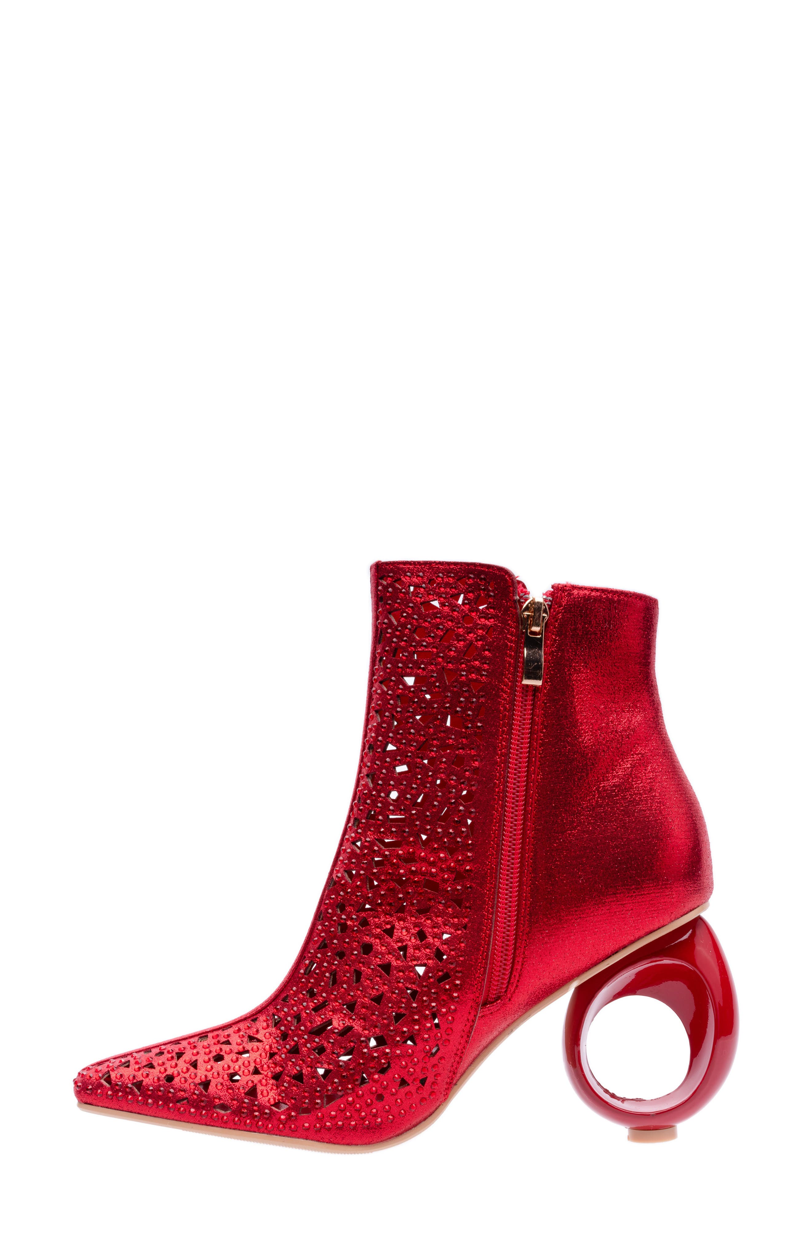 LADY COUTURE Breeze Rhinestone Pointed Toe Bootie, Alternate, color, Red