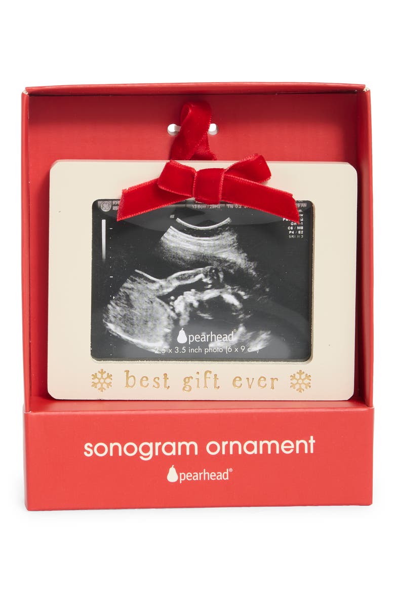 Sonogram Ornament, Alternate, color, IVORY/RED