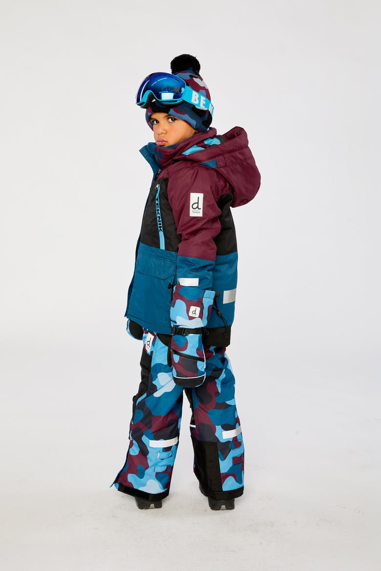 Teknik Camouflage Jacket & Reinforced Pants Two Piece Snowsuit, Alternate, color, Blue and Red Camouflage