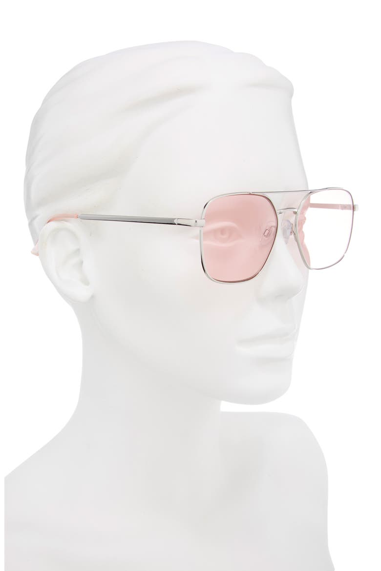 Retro Aviator Sunglasses, Alternate, color, SILVER- PINK