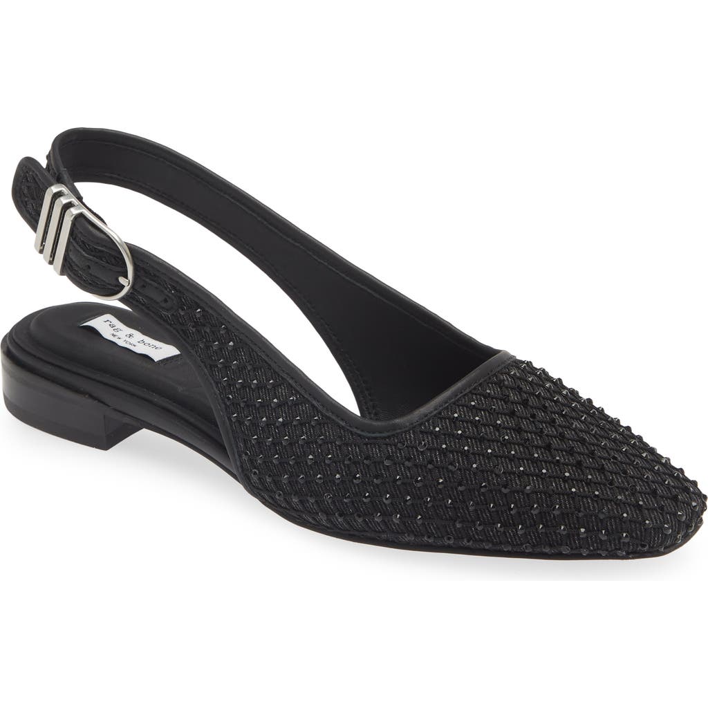 Rag & Bone Astra Slingback Flat In Black Denim