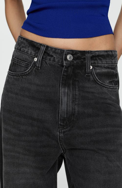 Mango Wide Leg Mom Jeans In Washed Black In Black Denim