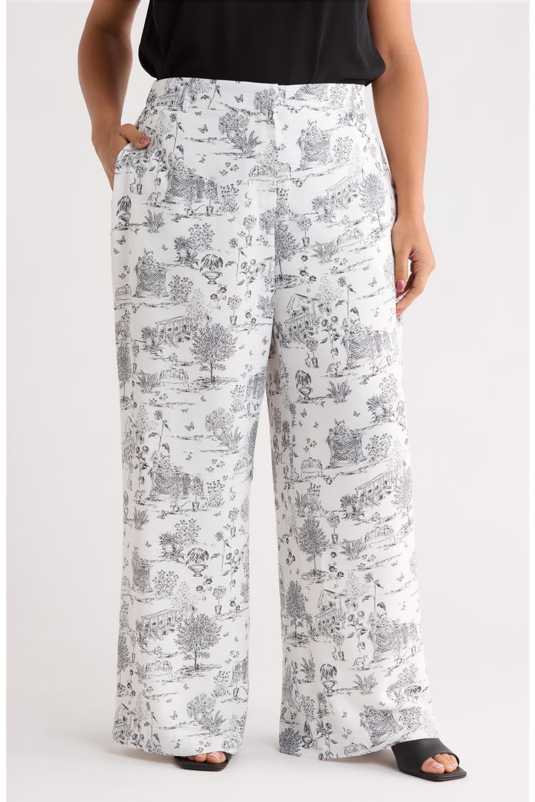 Renzo Toile Mulvane Wide Leg Pants Curve, Main, color, GREY-BLACK