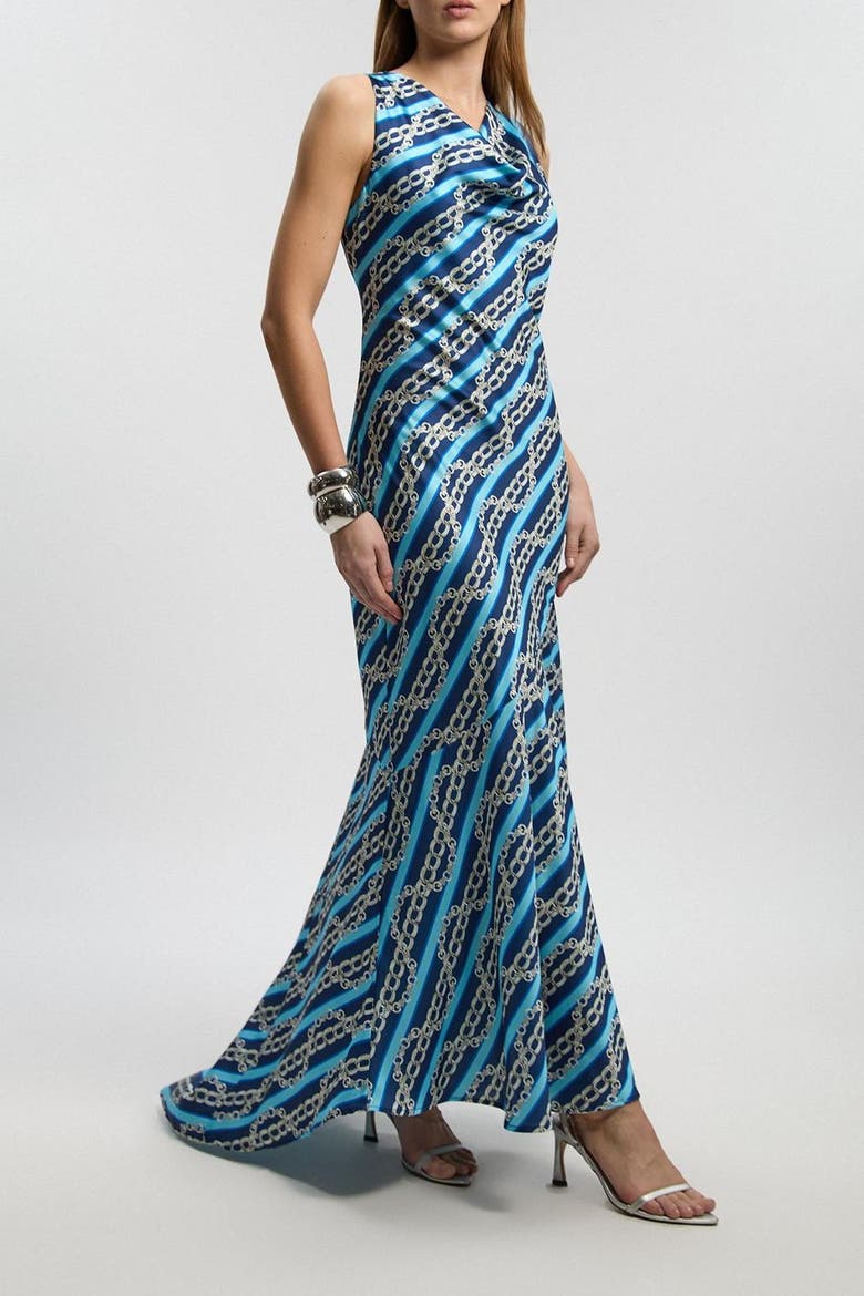 Chain Print Cowl Neck Maxi Dress, Alternate, color, Multi