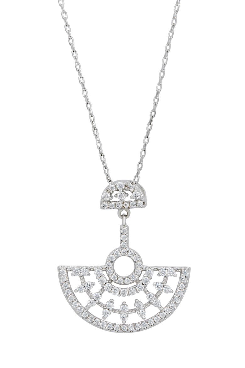Cubic Zirconia Art Deco Pendant Necklace, Main, color, WHITE