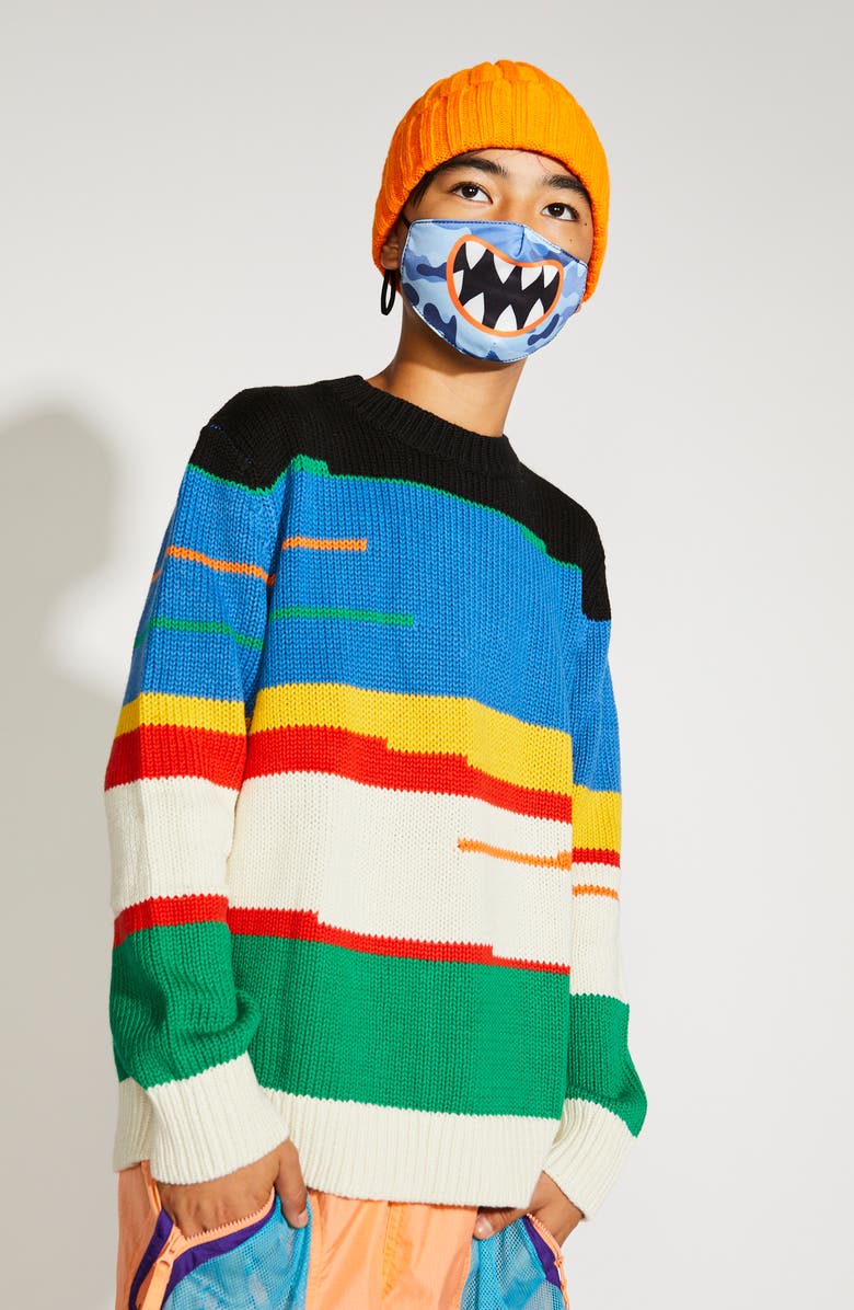 OMG Accessories 3-Pack Toothy Camo Print Face Masks, Alternate, color, 