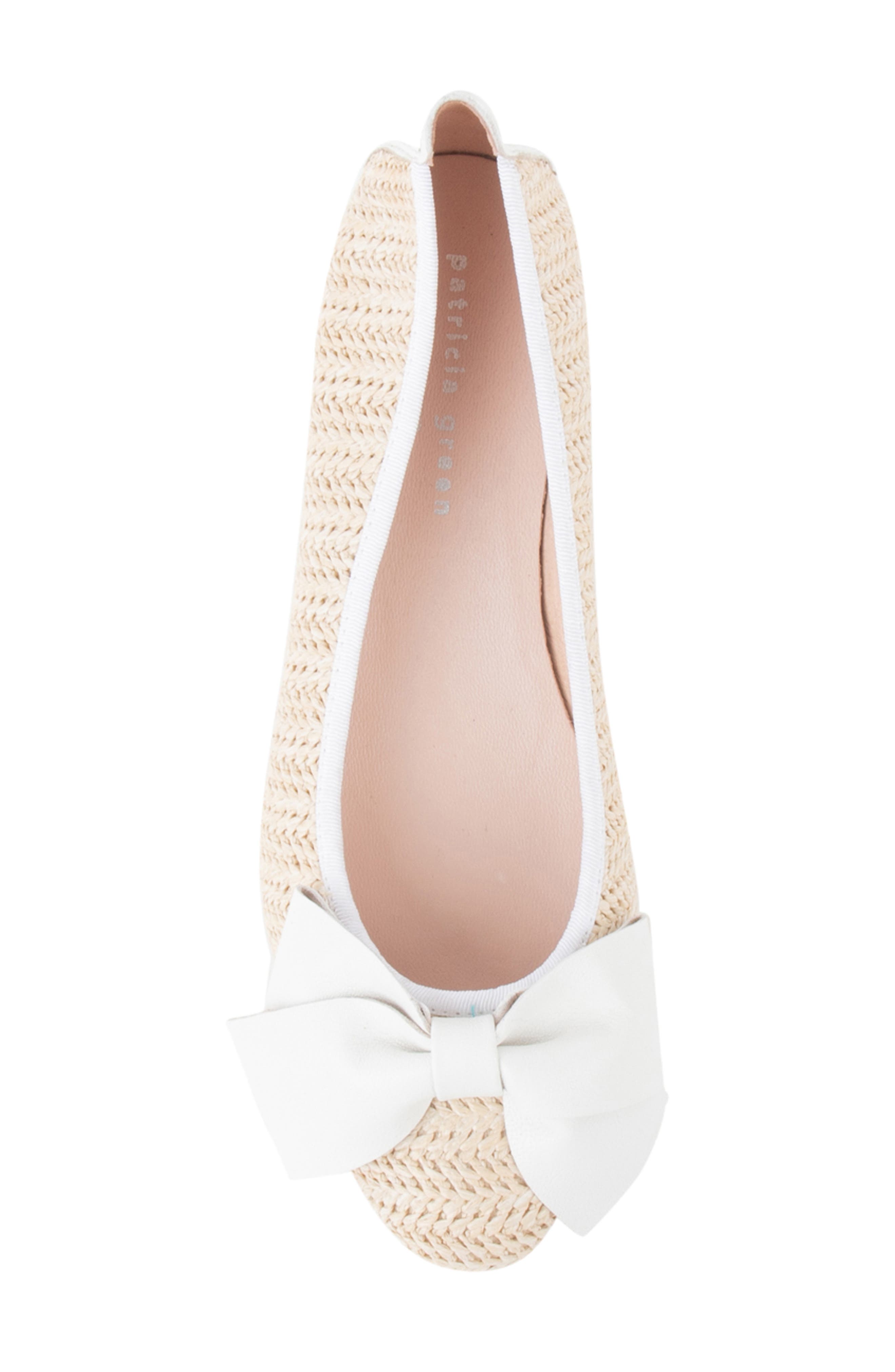 St. Tropez Bow Raffia Flat, Alternate, color, WHITE STRAW