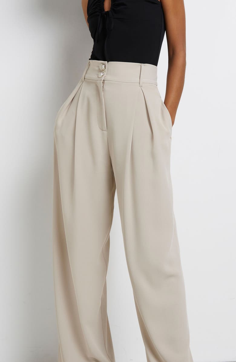 River Island Pleat Front Wide Leg Trousers, Alternate, color,