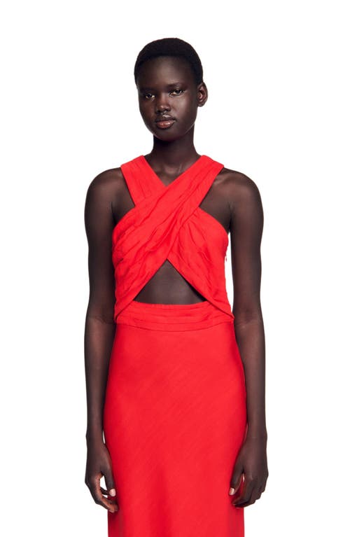 Sandro Womens Rouges Wraparound Sleeveless Woven Maxi Dress
