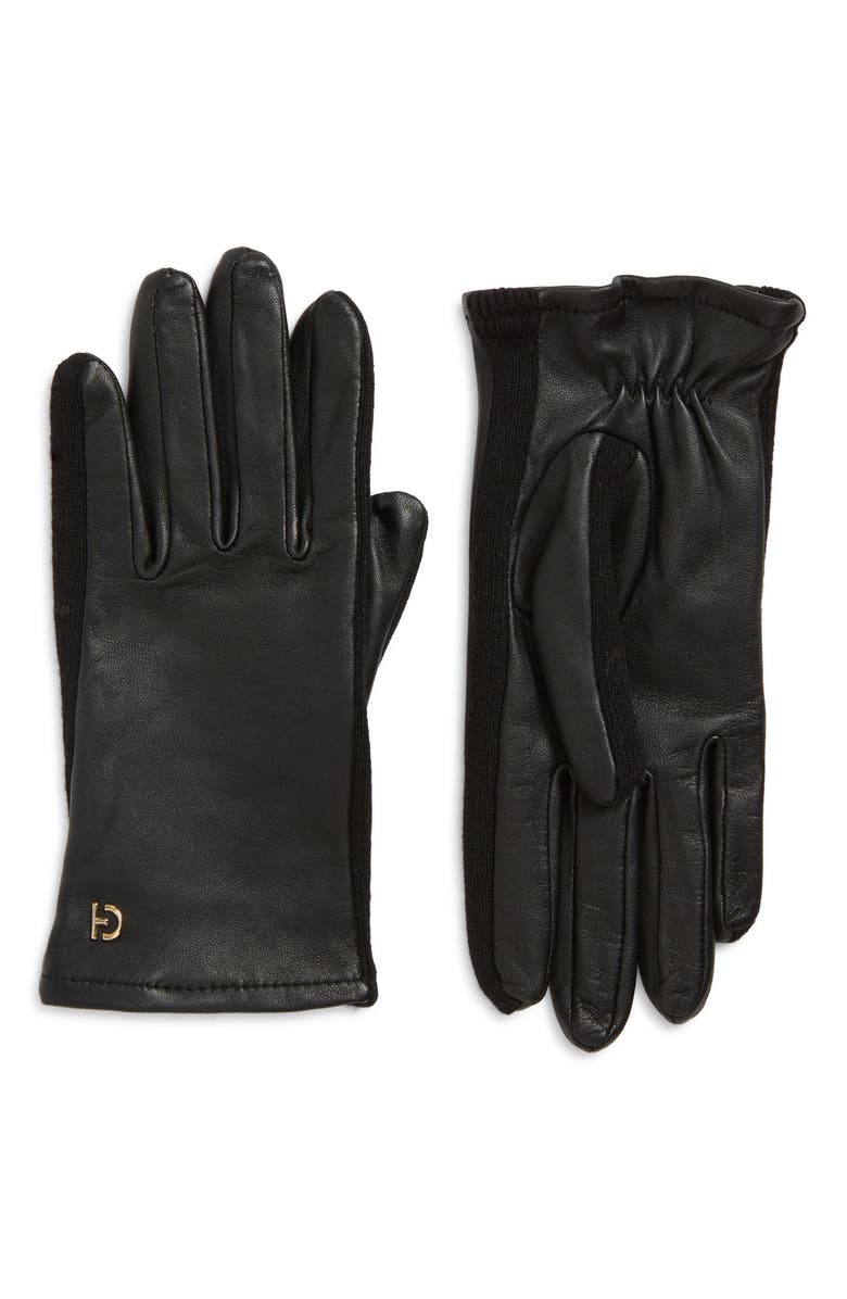 Cole Haan Mixed Media Gloves, Main, color, Caviar