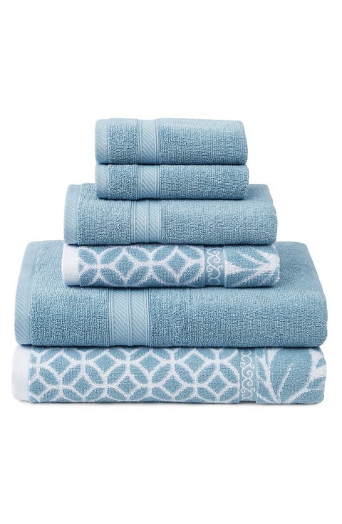 MODERN THREADS Trefoil Filigree Reversible Yarn-Dyed Jacquard 6-Piece Towel Set