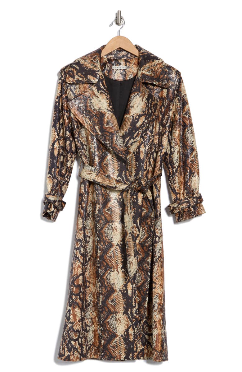 Alice + Olivia Nevada Snakeskin Print Faux Leather Coat, Alternate, color,