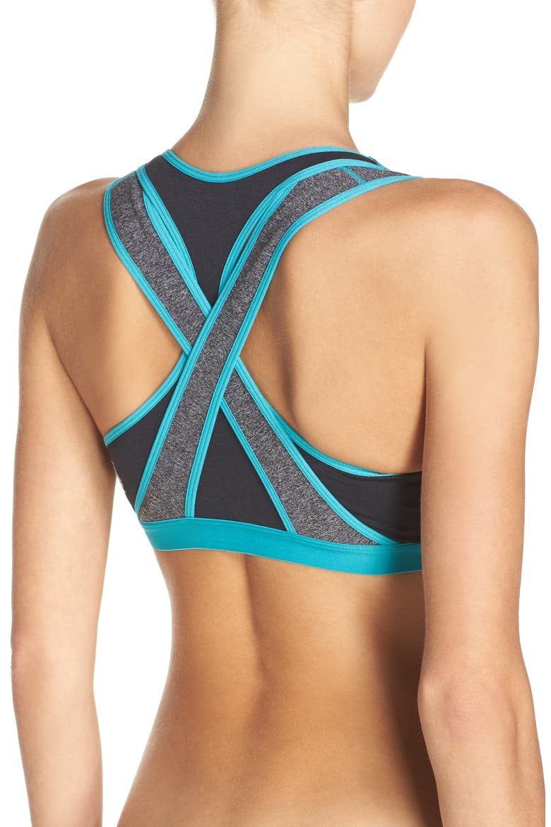Lotus Hands Free Pumping/Yoga Bra, Alternate, color, BLACK/ TEAL