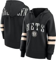 FANATICS Women's Fanatics Black Brooklyn Nets Bold Move Dolman V-Neck High Hip Hoodie