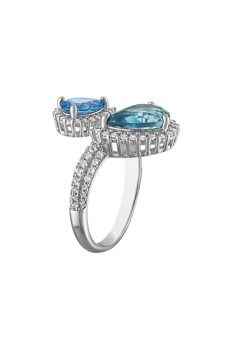Pear Cubic Zirconia Bypass Ring, Alternate, color, BLUE