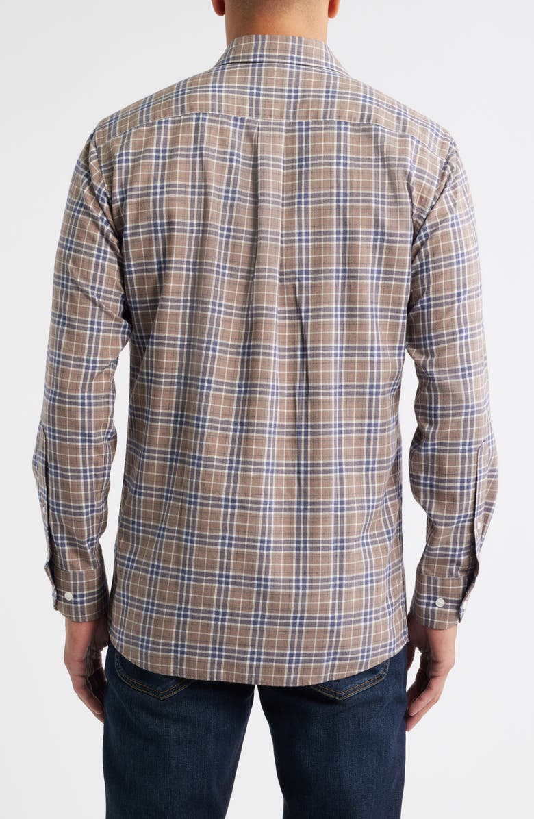 Peter Millar Big Bear Plaid Button-Up Flannel Shirt, Alternate, color, Poplar Brown