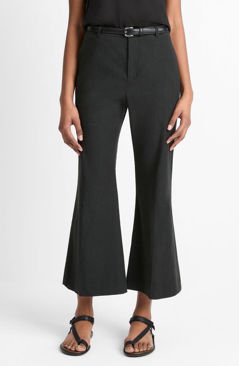 Vince Linen Blend Crop Flare Pants, Main, color, Black