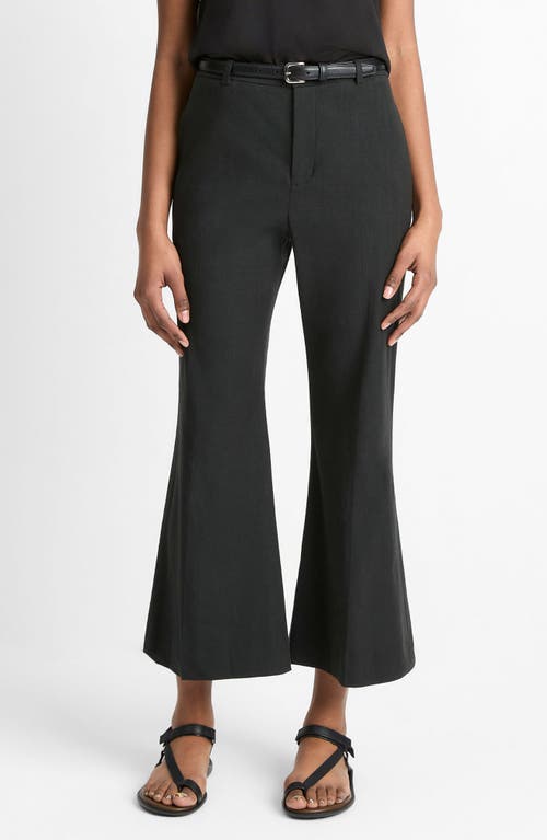 Shop Vince Linen Blend Crop Flare Pants In Black
