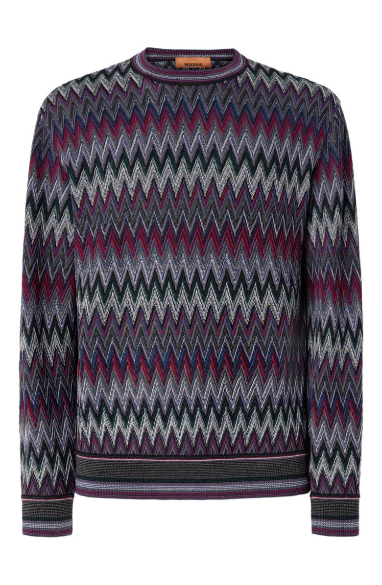 Missoni Crew Neck Sweater With 3d Zigzag Pattern, Alternate, color, Multicoloured