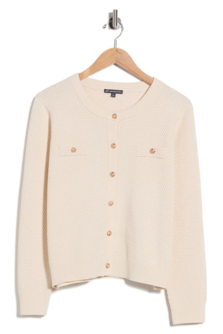 Textured Crop Cardigan, Alternate, color, CREAM