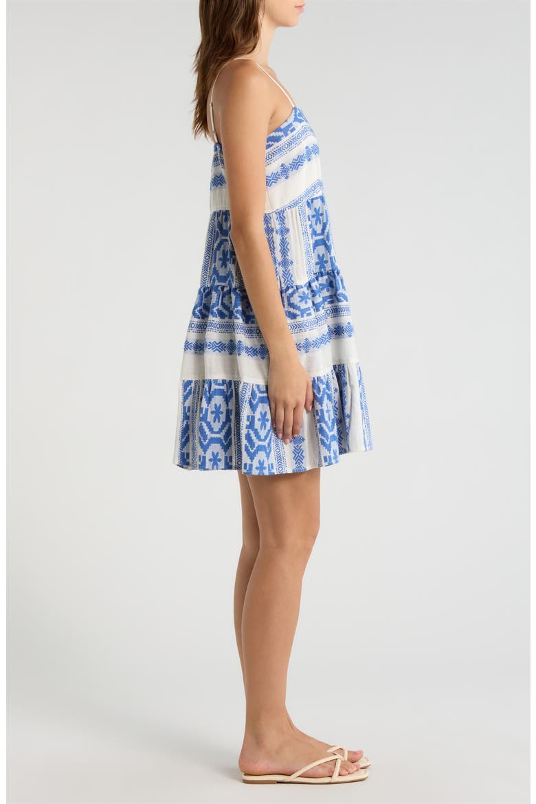 Embroidered Tiered Cotton Cover-Up Sundress, Alternate, color, NATURAL BLUE