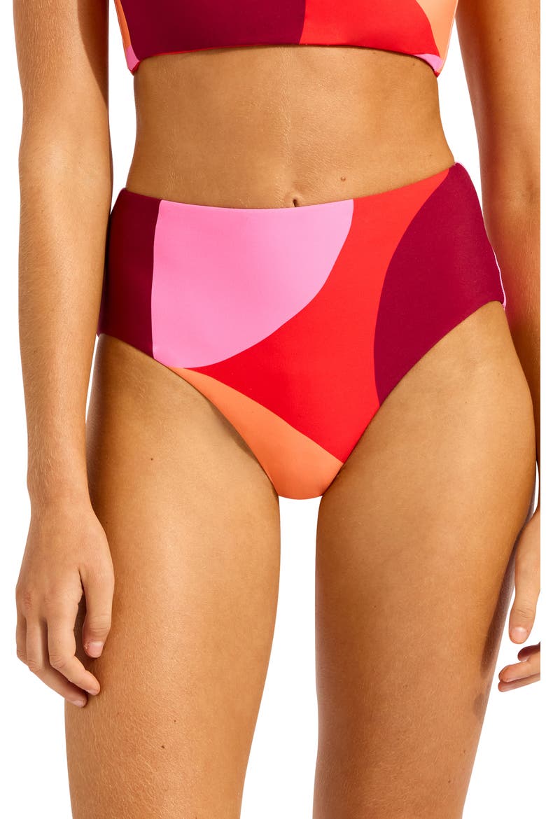High Waist Bikini Bottoms, Main, color, FLAME