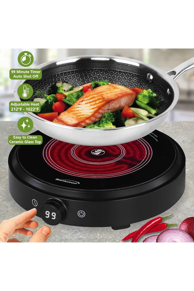 10 In Countertop Infrared Single Burner Digital Display, Alternate, color, Black