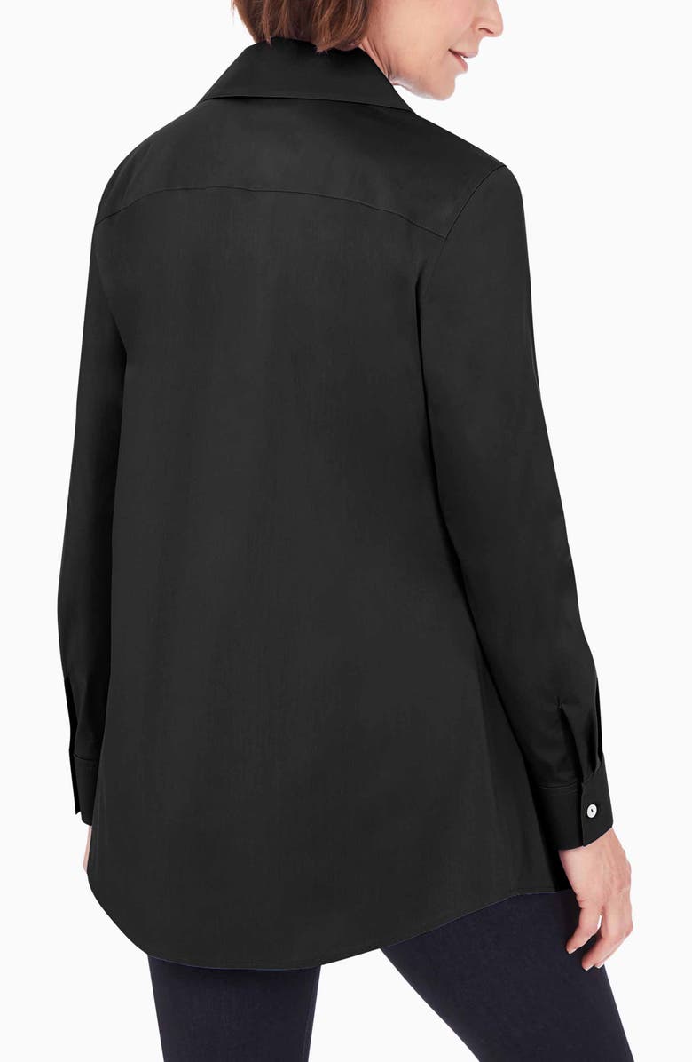 Foxcroft Cecilia Non-Iron Button-Up Tunic Shirt, Alternate, color, Black